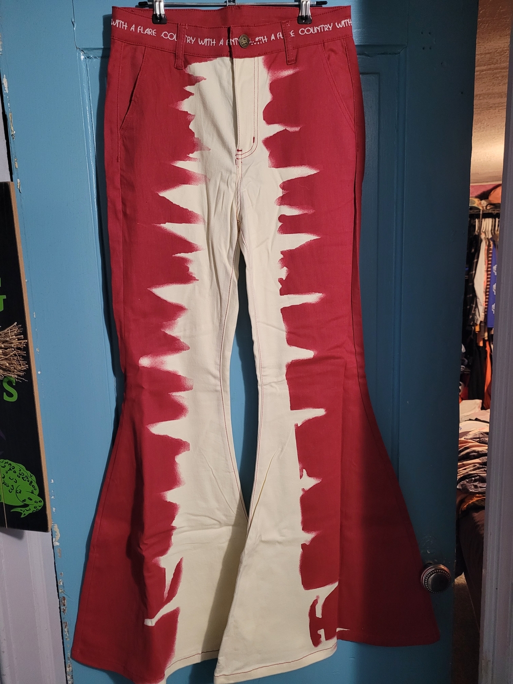 Women’s Two-Tone Red and Cream Bell Bottoms